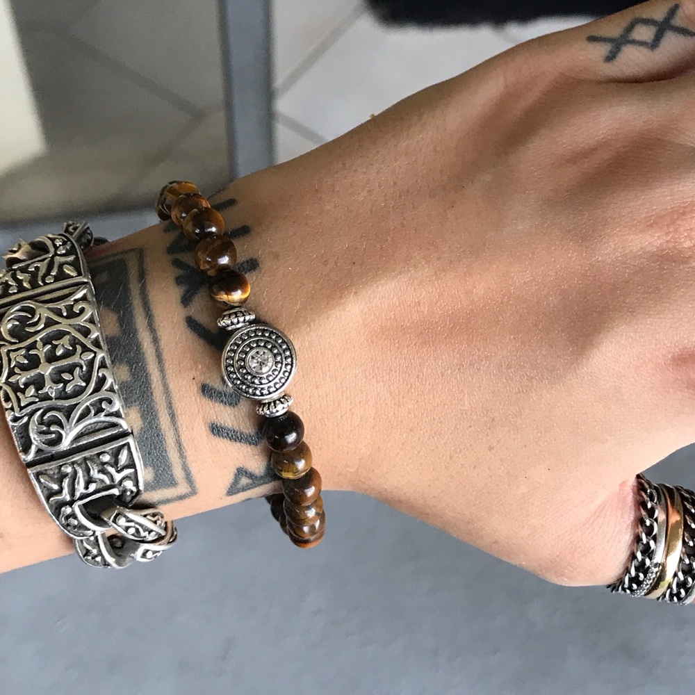 🔴 SALE ! Tiger eye cz charm bead bracelet - Picture 11 of 12